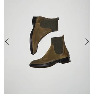 No.6 Flat Suede Pull on Boot, Forest Green Size 39